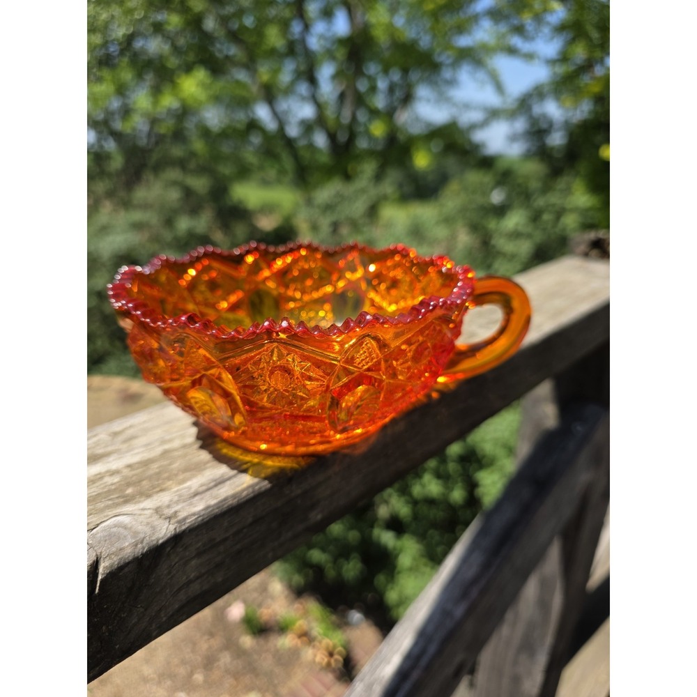 Vintage L.E. Smith Amderina Glass Nappy Bowl Candy Dish Serving Bowl GLOWS!